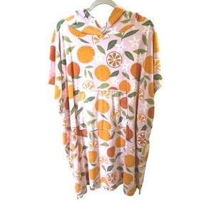 NWT Throwzy by Marlo OS Oranges Cozy Cover Up Hoodie Dress Poncho 126870